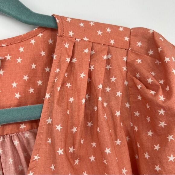 Madewell Wrap V-neck Pleated Tie Waist Button Cuff Blouse in Star Scatter Pink - Picture 7 of 15